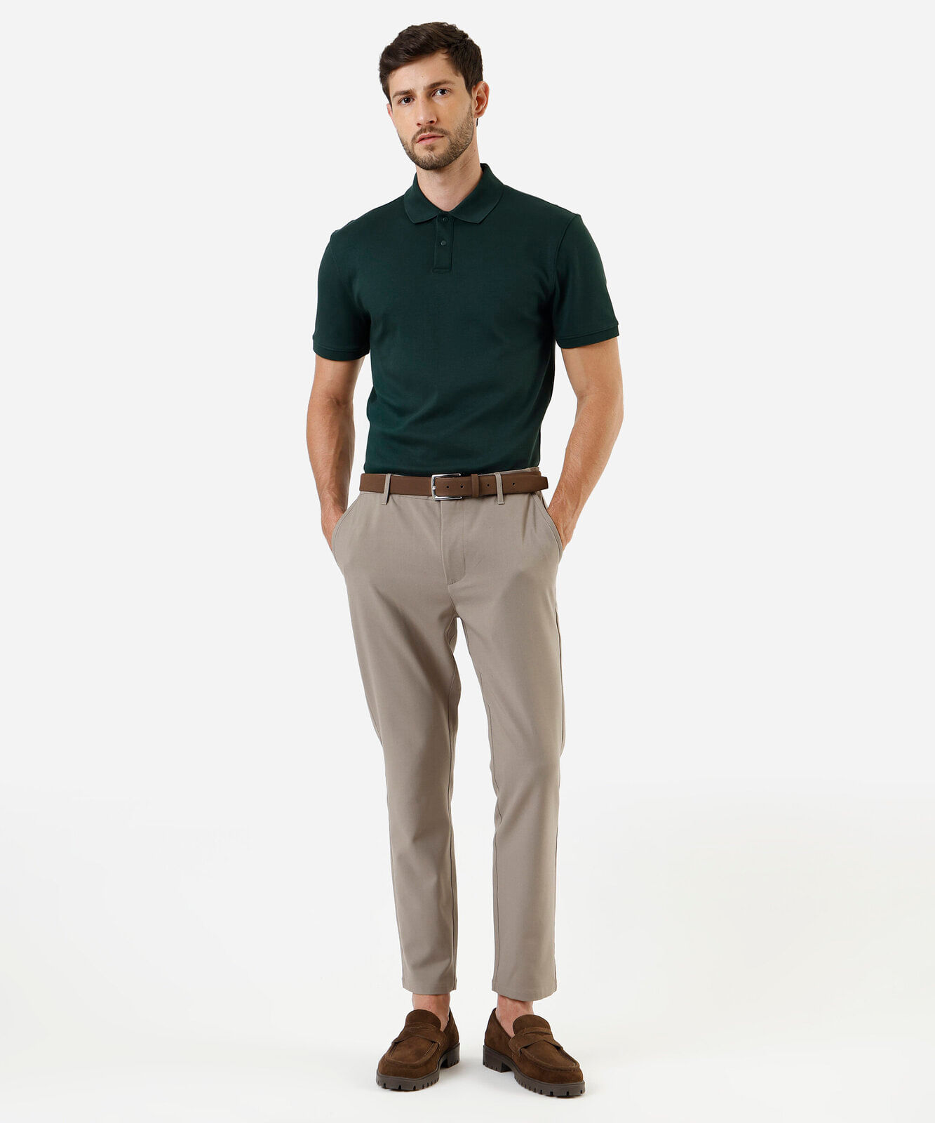 polo masculina de algodão peruano manga curta verde