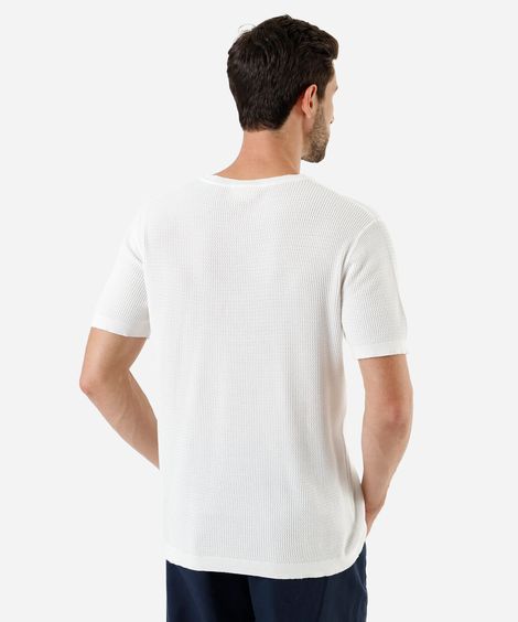 camiseta masculina com algodão manga curta texturizada branca