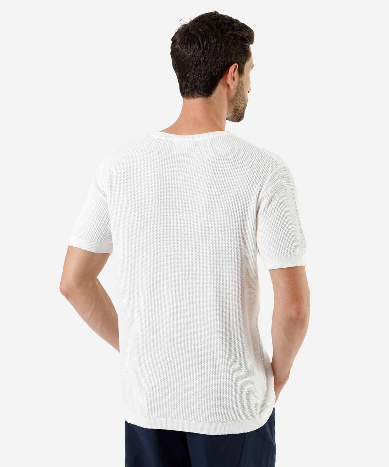 camiseta masculina com algodão manga curta texturizada branca