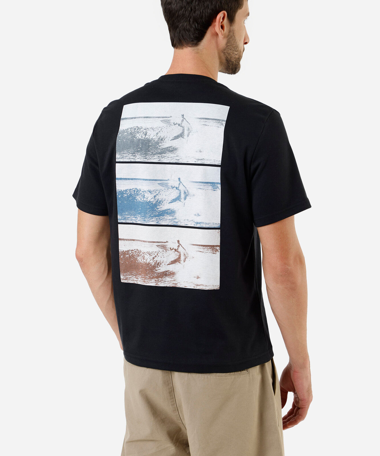 camiseta masculina com algodão estampada preta