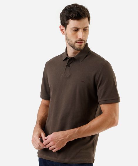 polo básica masculina manga curta marrom