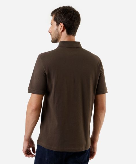 polo básica masculina manga curta marrom