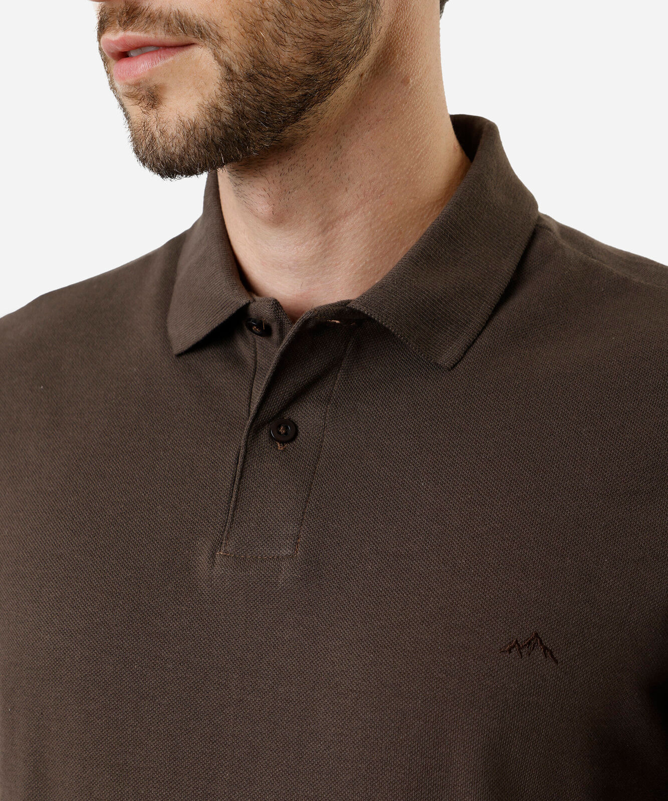 polo básica masculina manga curta marrom