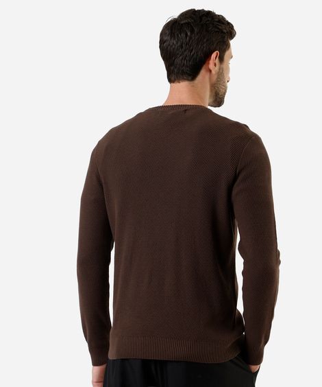 suéter masculino de tricot texturizado marrom