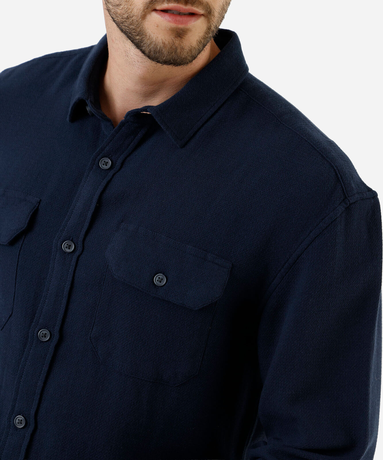 camisa masculina de algodão manga longa texturizada azul