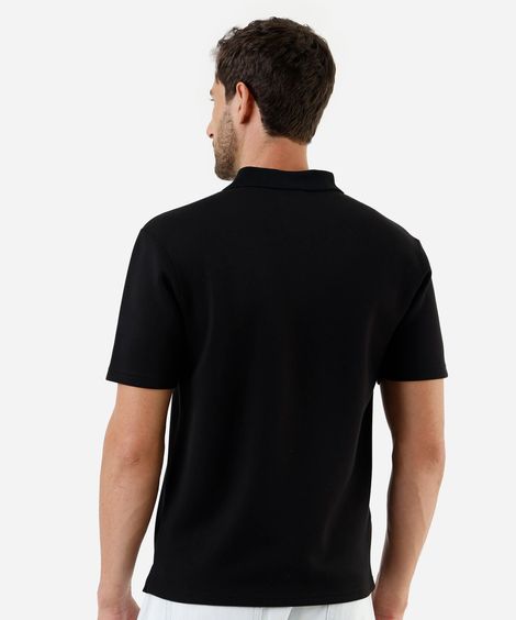 polo comfort masculina com manga curta preta