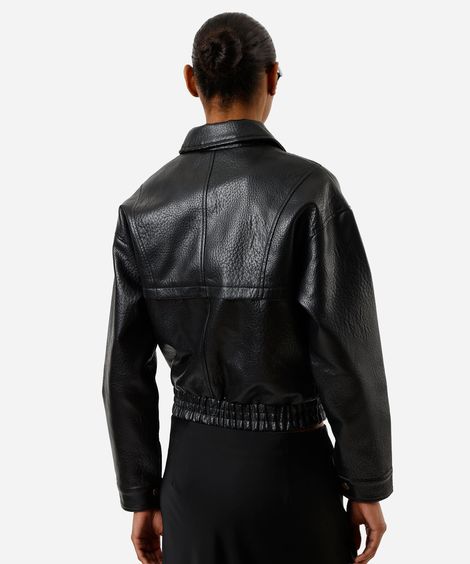 jaqueta bomber feminina de poliuretano preta