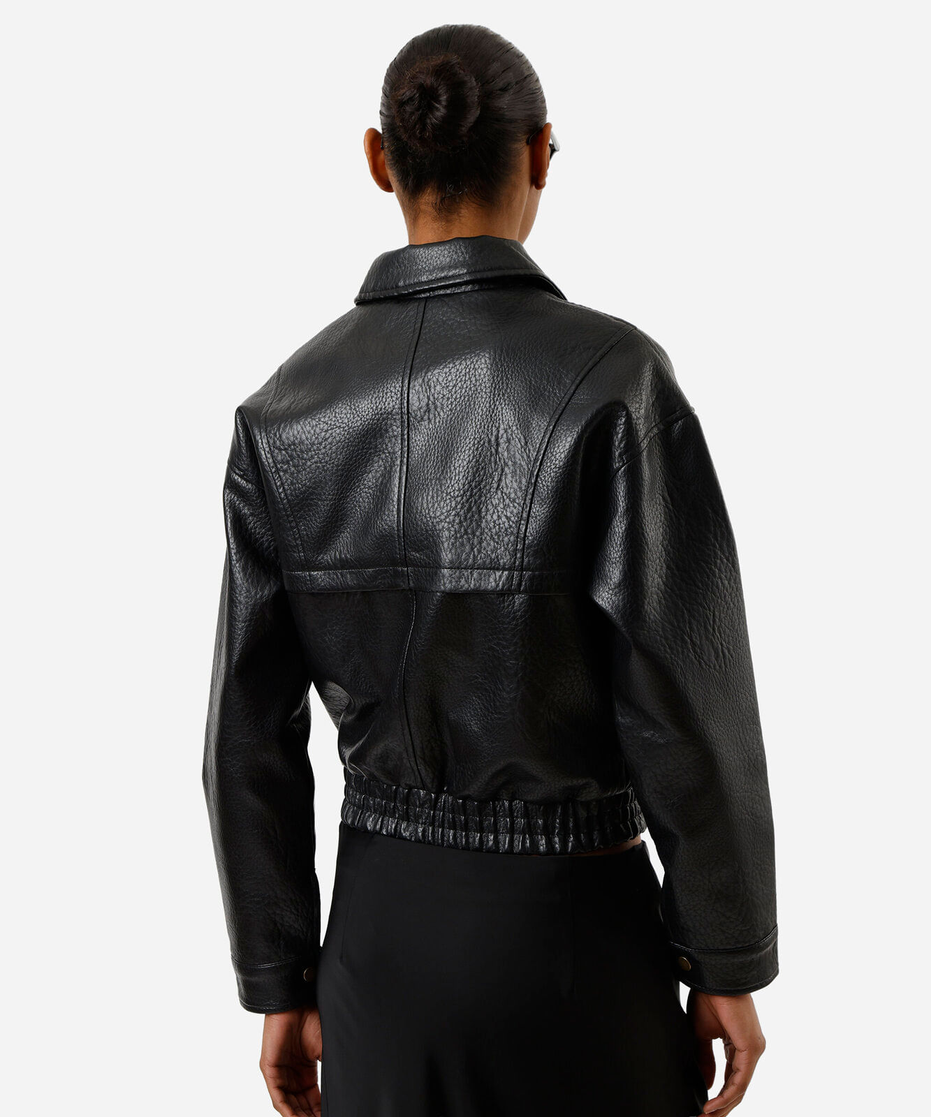 jaqueta bomber feminina de poliuretano preta