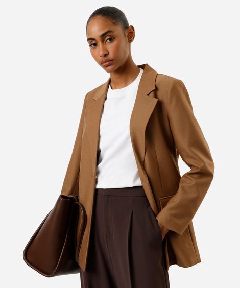 blazer de alfaiataria  feminino com amarração marrom