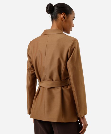 blazer de alfaiataria  feminino com amarração marrom