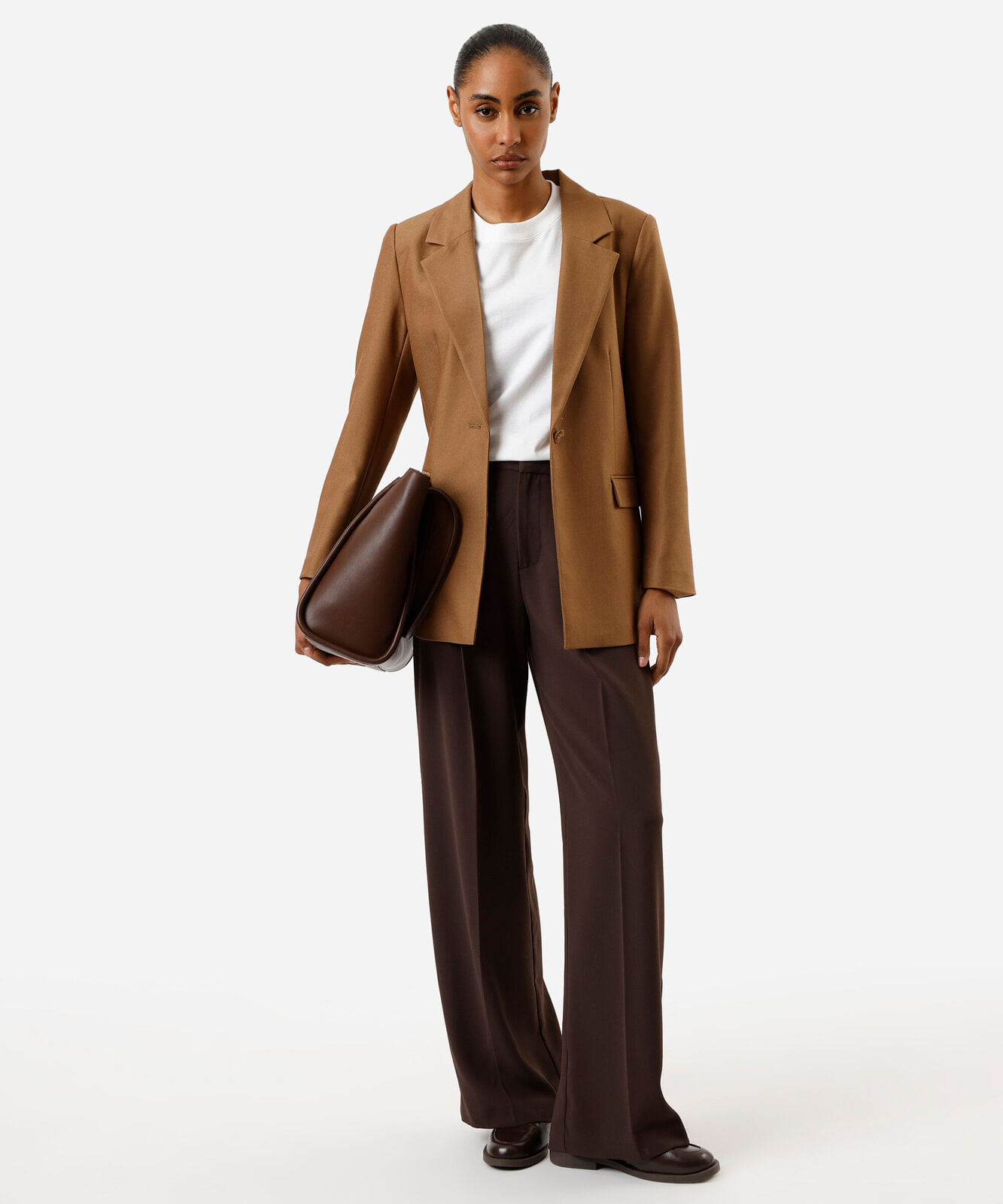 blazer de alfaiataria  feminino com amarração marrom
