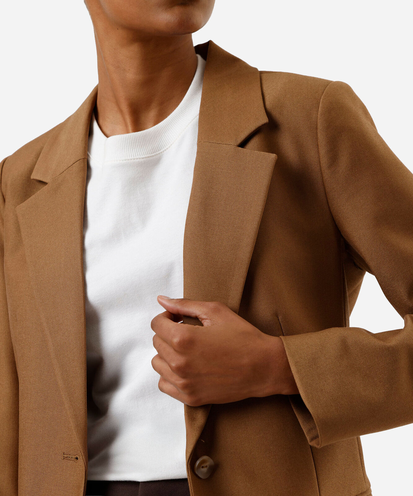 blazer de alfaiataria  feminino com amarração marrom