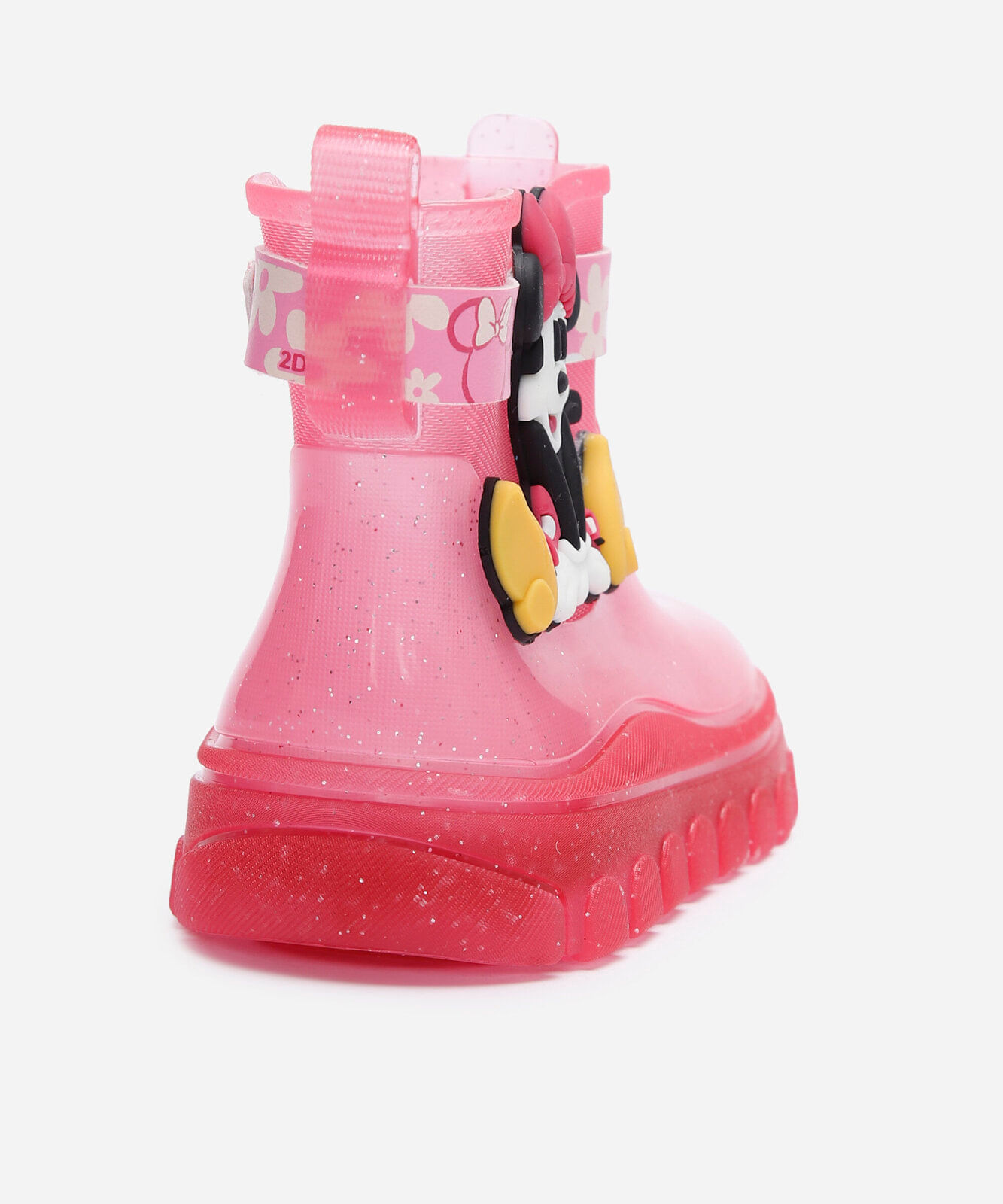 galocha infantil minnie mouse com glitter grendene rosa