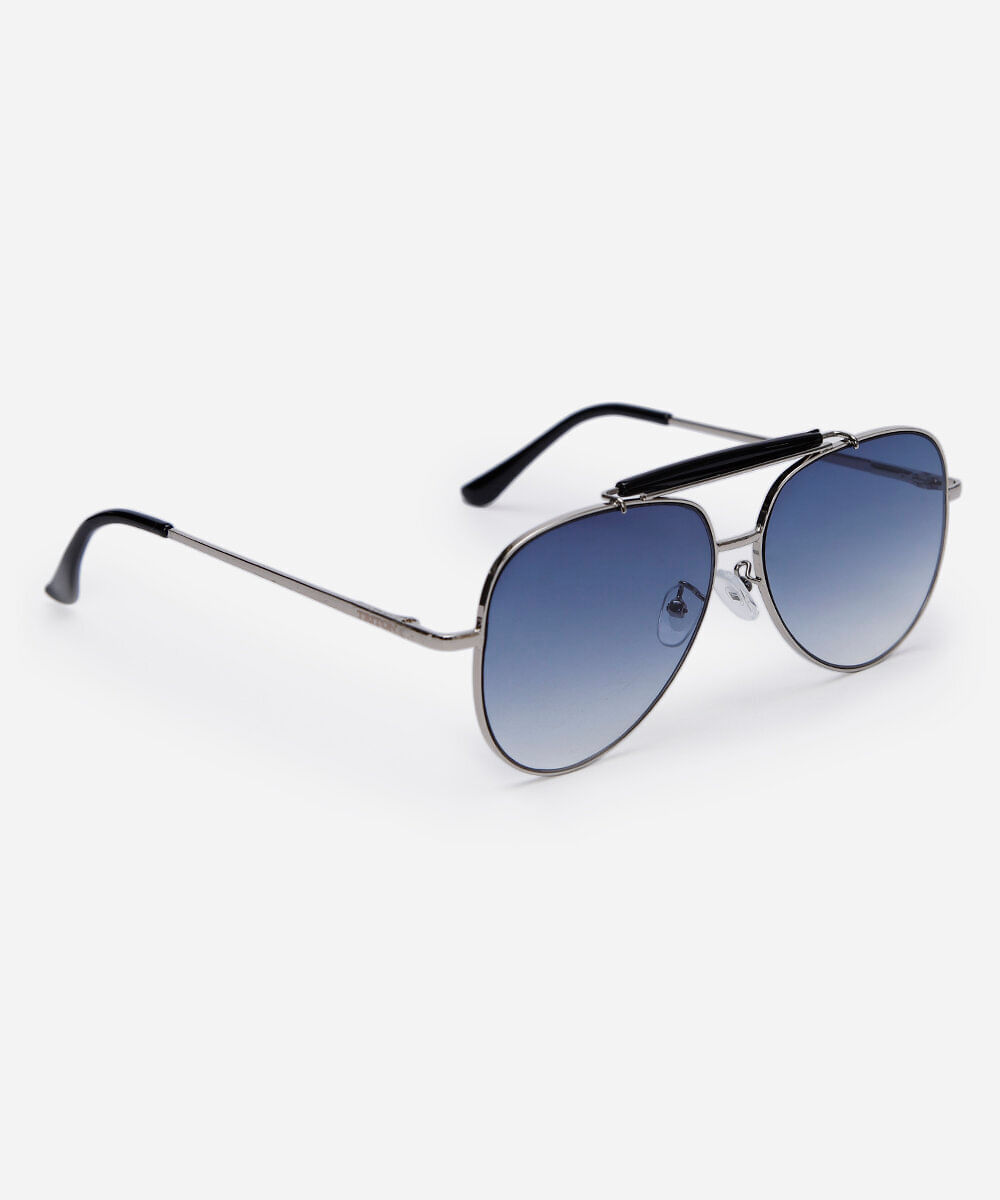 óculos de sol masculino aviador de metal triton prateado