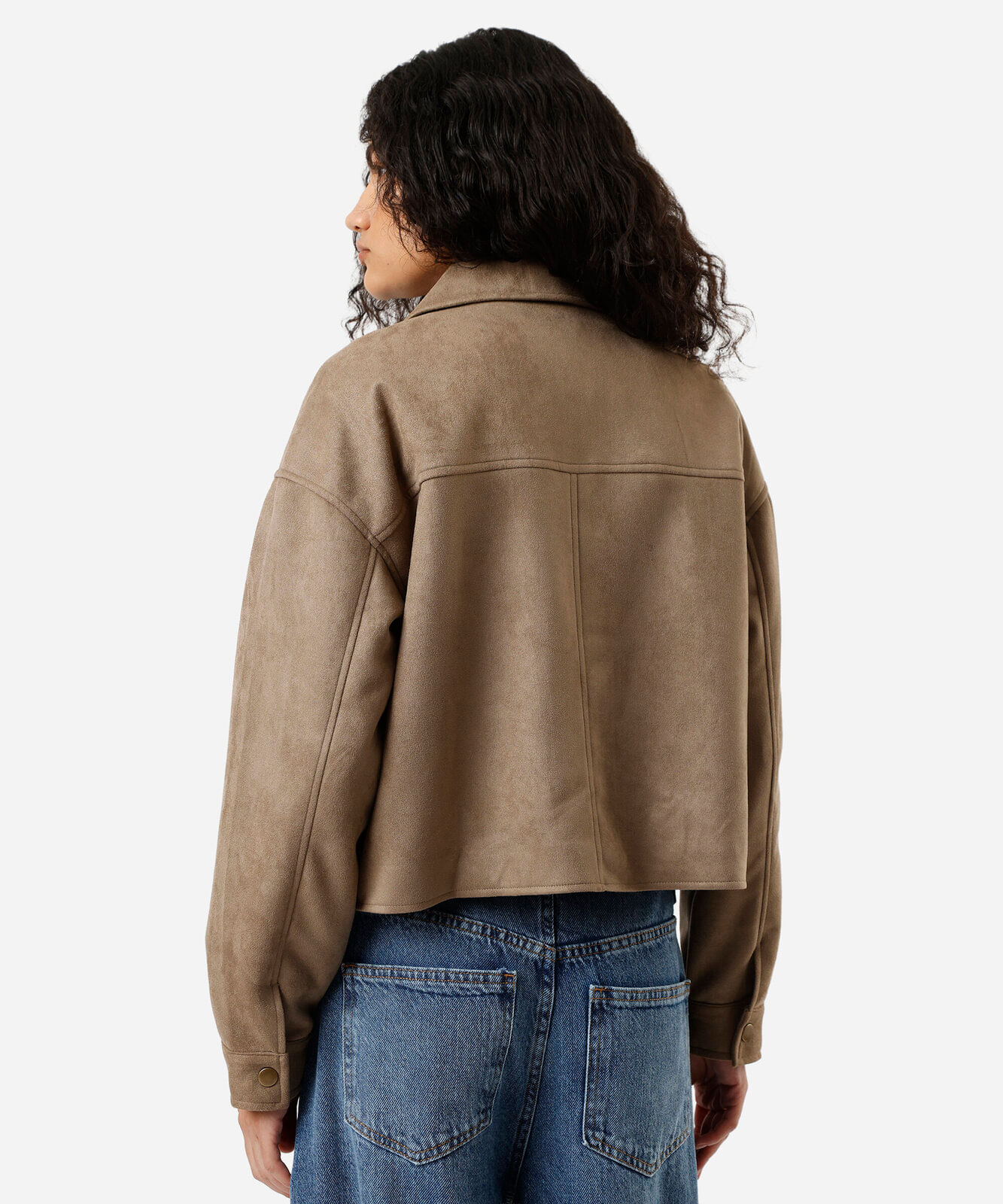 jaqueta feminina de veludo cotelê com bolsos cinza