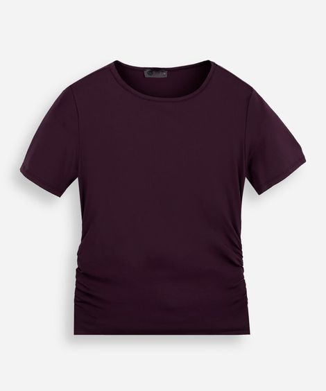 camiseta juvenil malha franzido lateral vinho