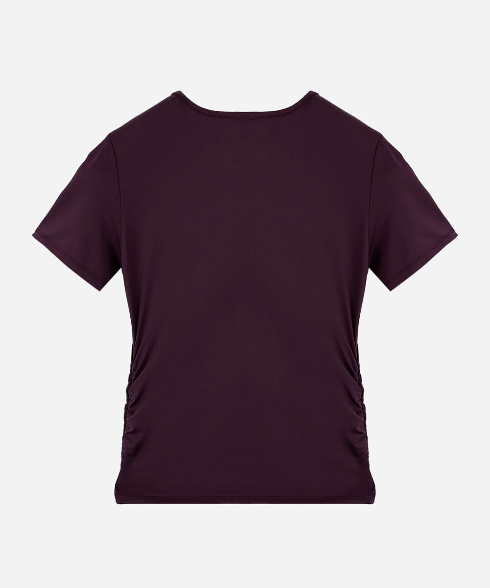 camiseta juvenil malha franzido lateral vinho