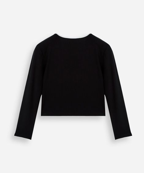 blusa juvenil de algodão com bojo manga longa preta