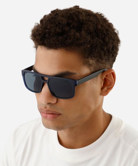 óculos de sol masculino quadrado de acetato azul