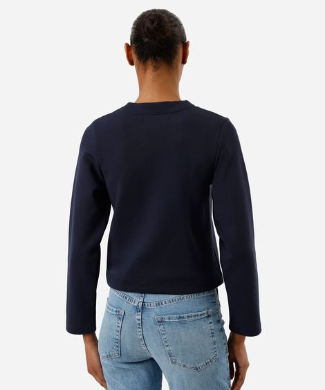 casaco feminino decote redondo azul