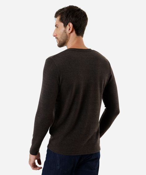 camiseta slim fit masculina manga longa marrom