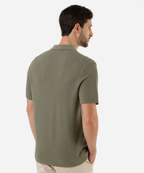 polo masculina de algodão texturizada manga curta verde