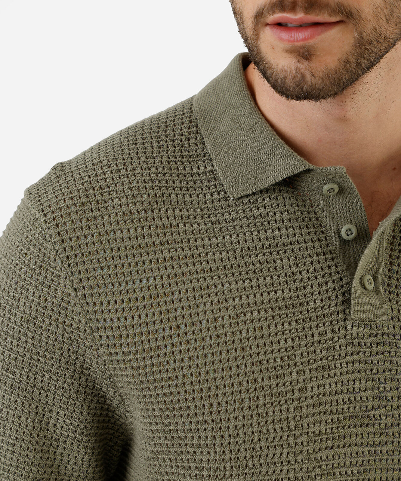 polo masculina de algodão texturizada manga curta verde
