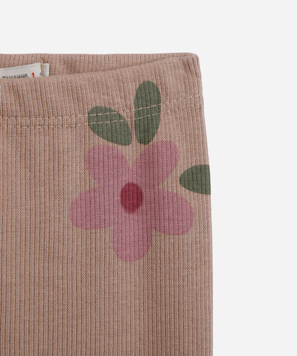 conjunto longo infantil de moletom floral marrom