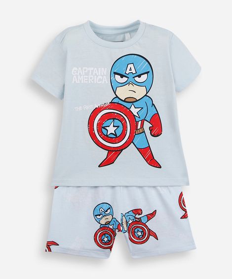 pijama curto infantil capitão américa azul