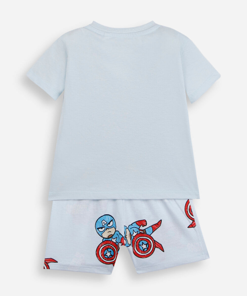 pijama curto infantil capitão américa azul
