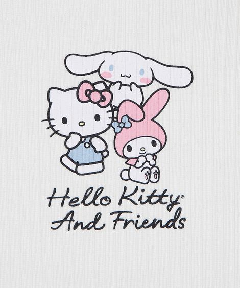 pijama longo infantil hello kitty e amigos off white