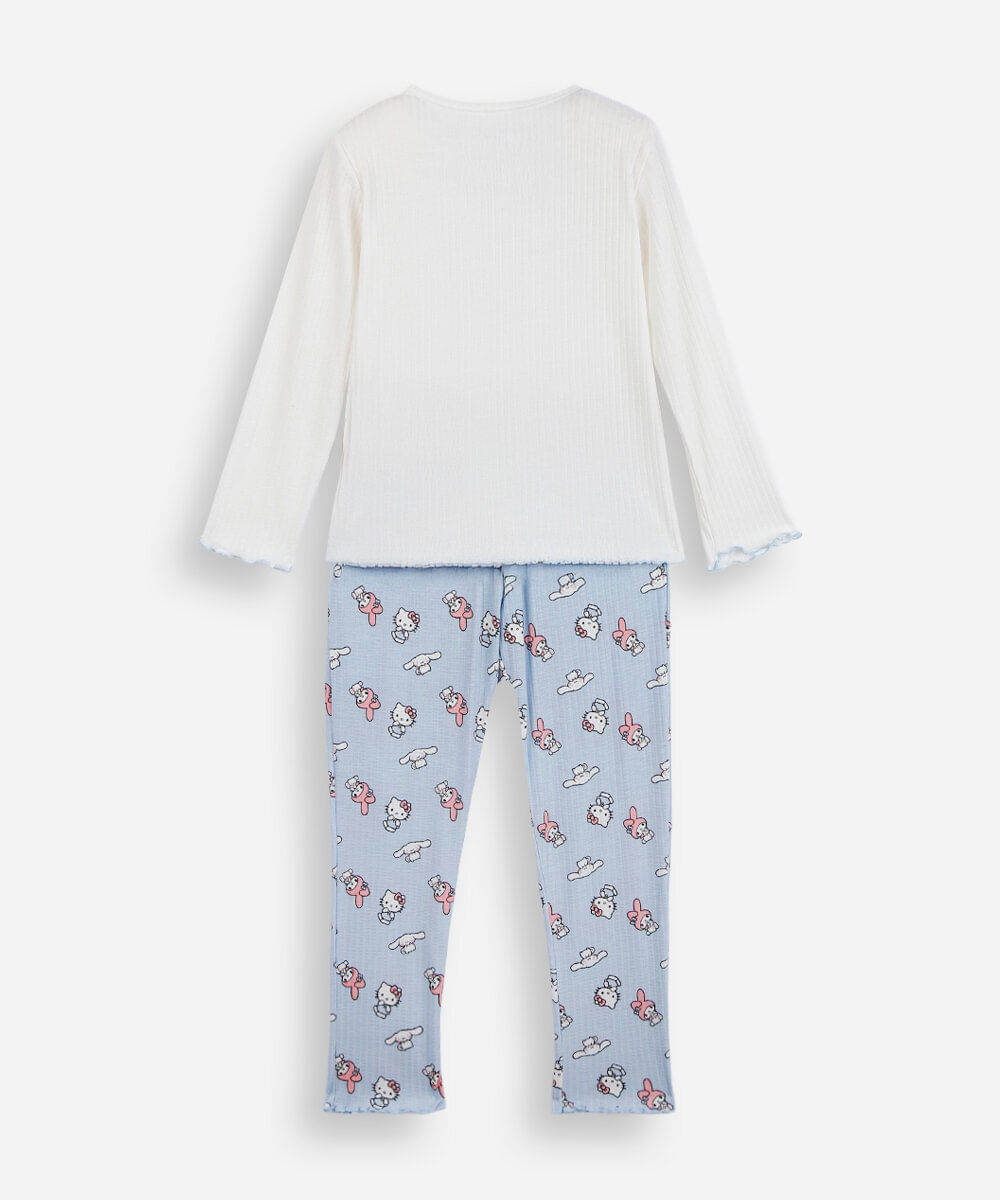 pijama longo infantil hello kitty e amigos off white