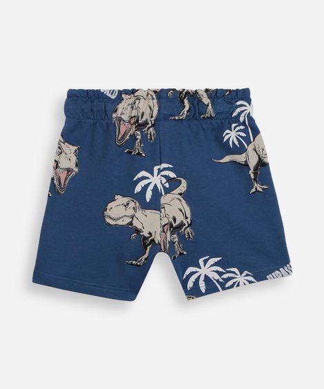 short infantil cós com elástico jurassic park azul
