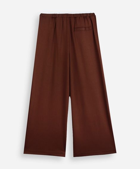 calça wide leg juvenil de moletom cós elástico marrom