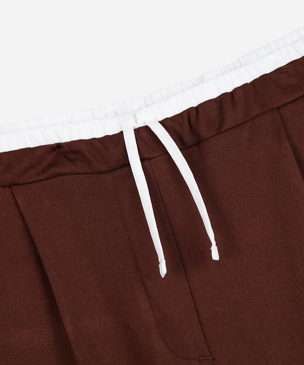 calça wide leg juvenil de moletom cós elástico marrom