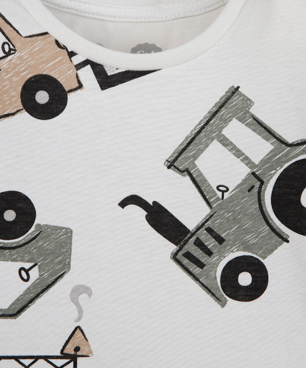 camiseta infantil de algodão manga longa estampada off white