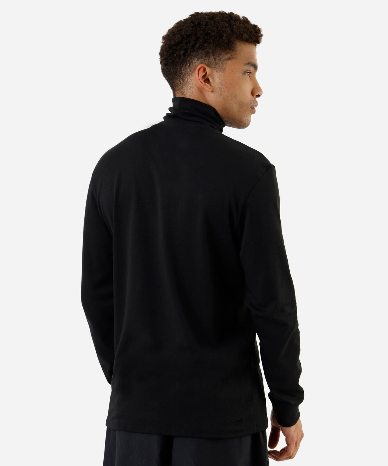 blusa slim manga longa gola alta - preto