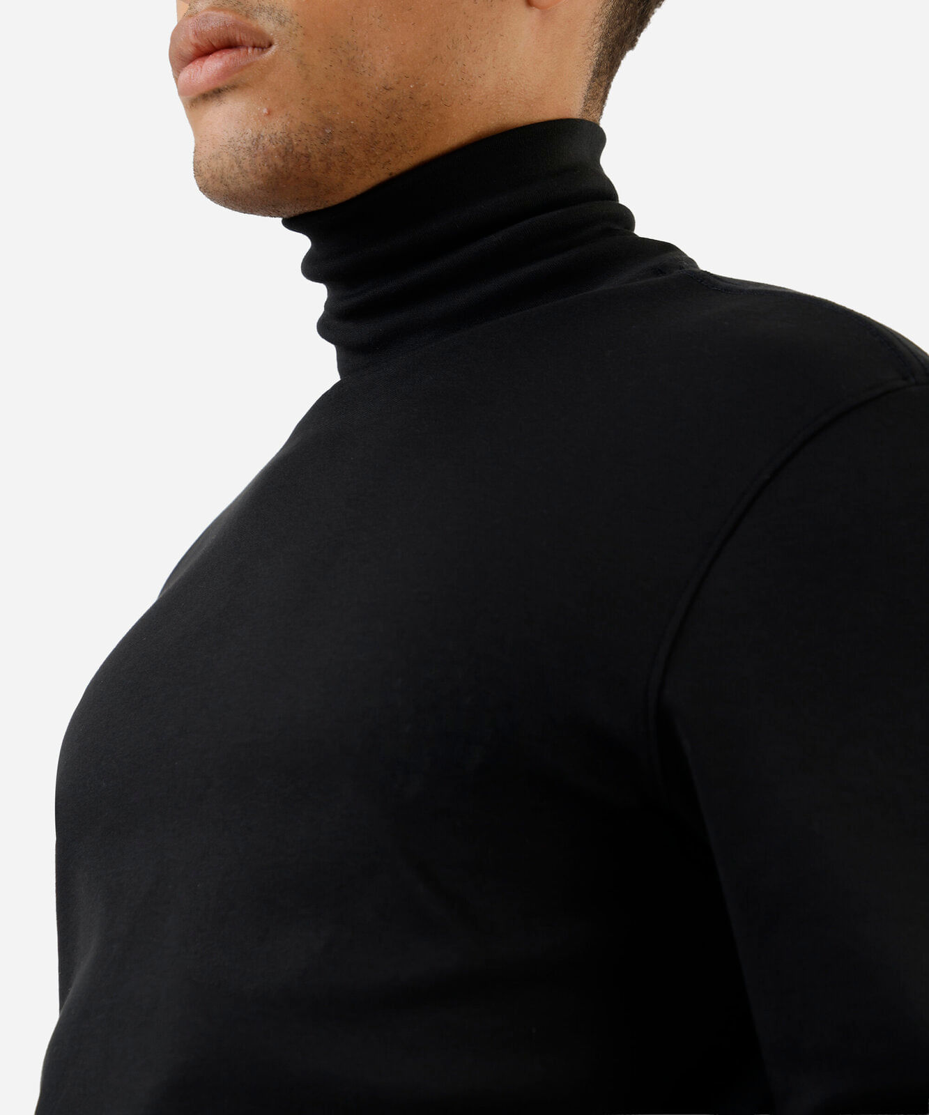 blusa slim manga longa gola alta - preto