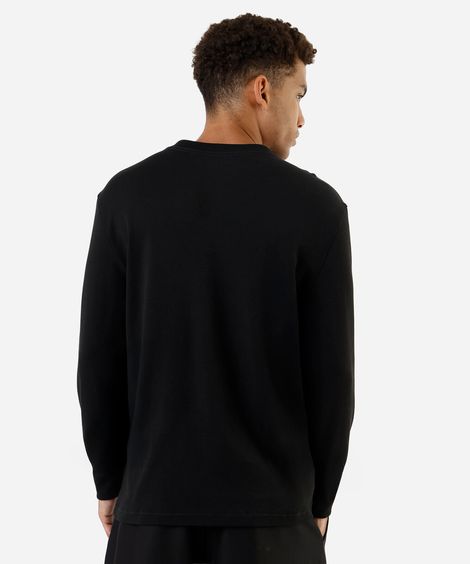 camiseta de algodão peruano bold manga longa preta