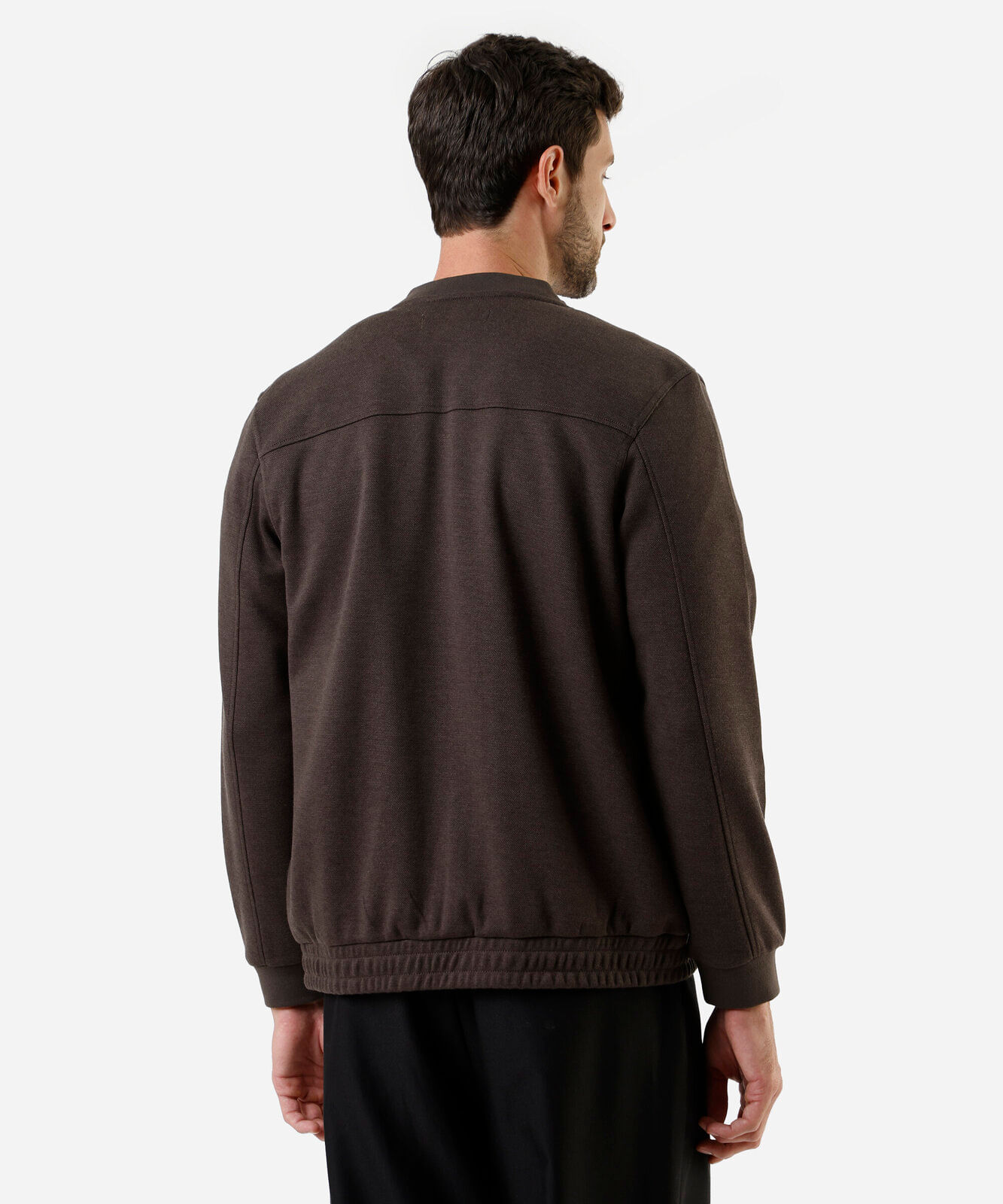 jaqueta bomber masculina de moletom texturizada marrom