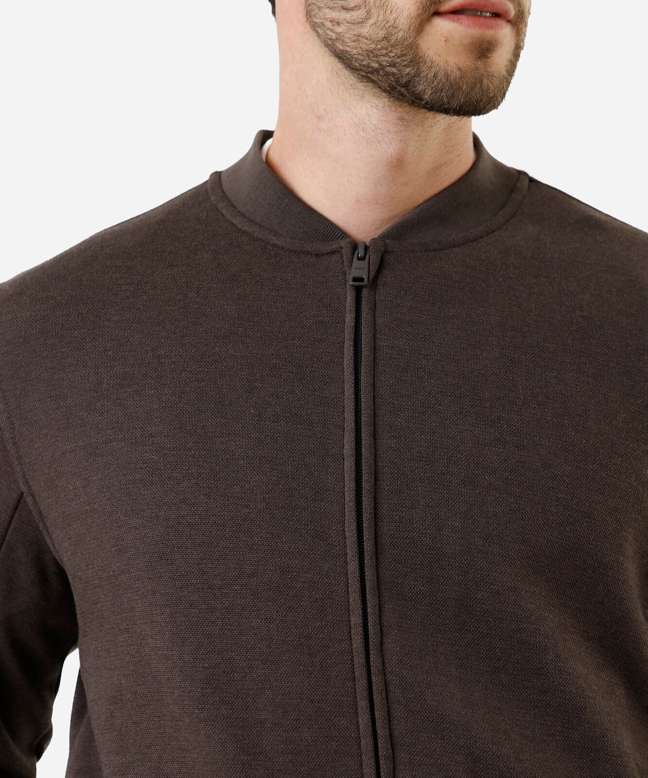 jaqueta bomber masculina de moletom texturizada marrom