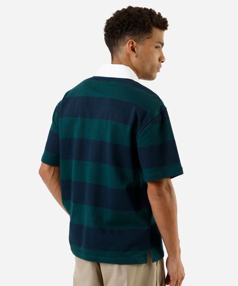 polo masculina de moletom listrada azul