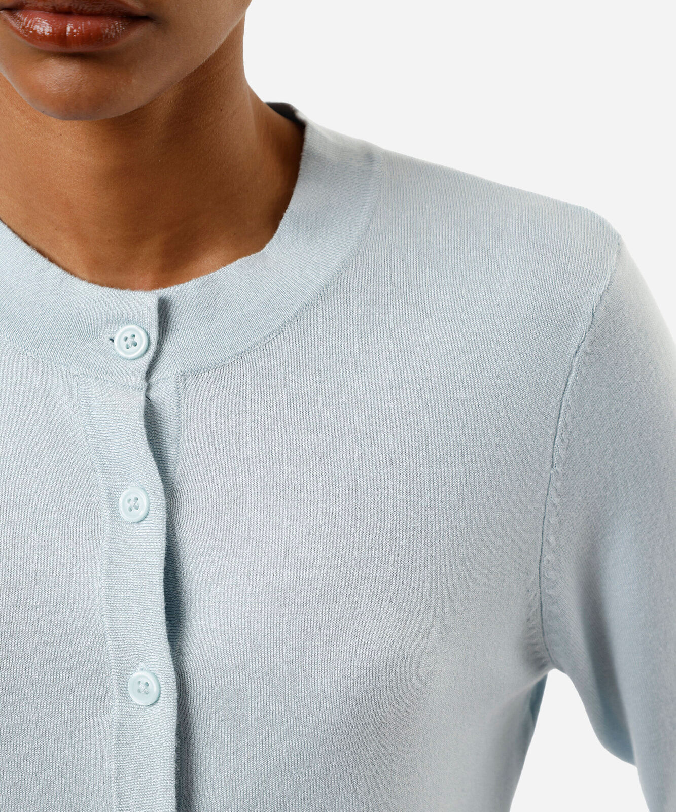 cardigan cropped feminino de tricot azul