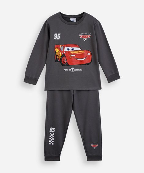 pijama infantil manga longa mcqueen cinza