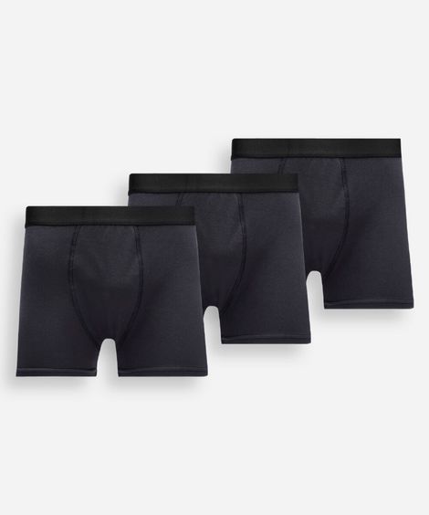 kit de 3 cuecas boxer masculina de algodão preto