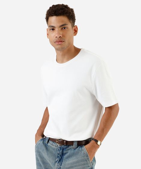 camiseta de algodão peruano bold manga curta branca