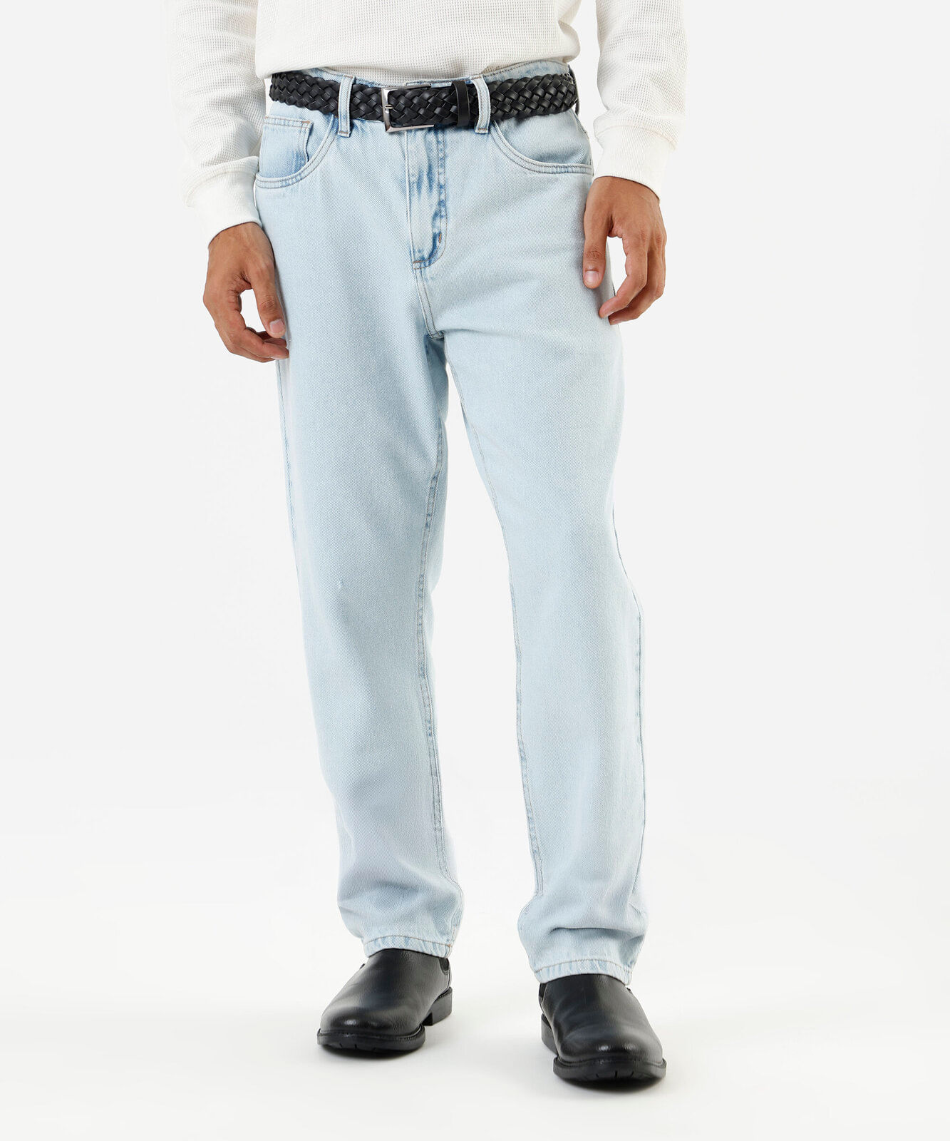 calça reta masculina jeans azul