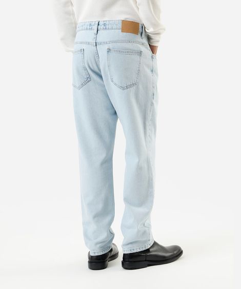 calça reta masculina jeans azul