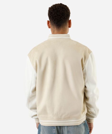 jaqueta bomber masculina de suede los angeles bege
