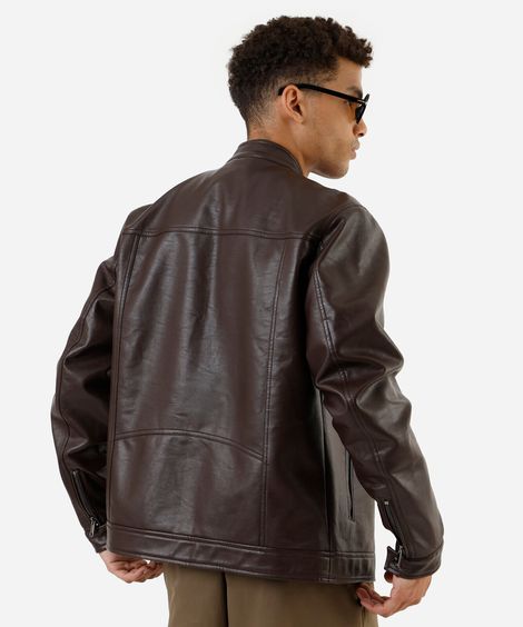jaqueta masculina de poliuretano marrom